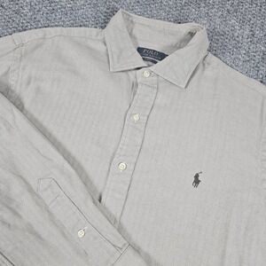 Polo Ralph Lauren XL Slim Fit Gray Herringbone Long Sleeve Button Down Shirt